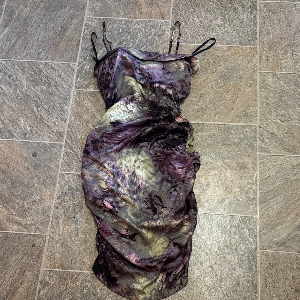 Ark & Co Strapless Dress in Purple and Green